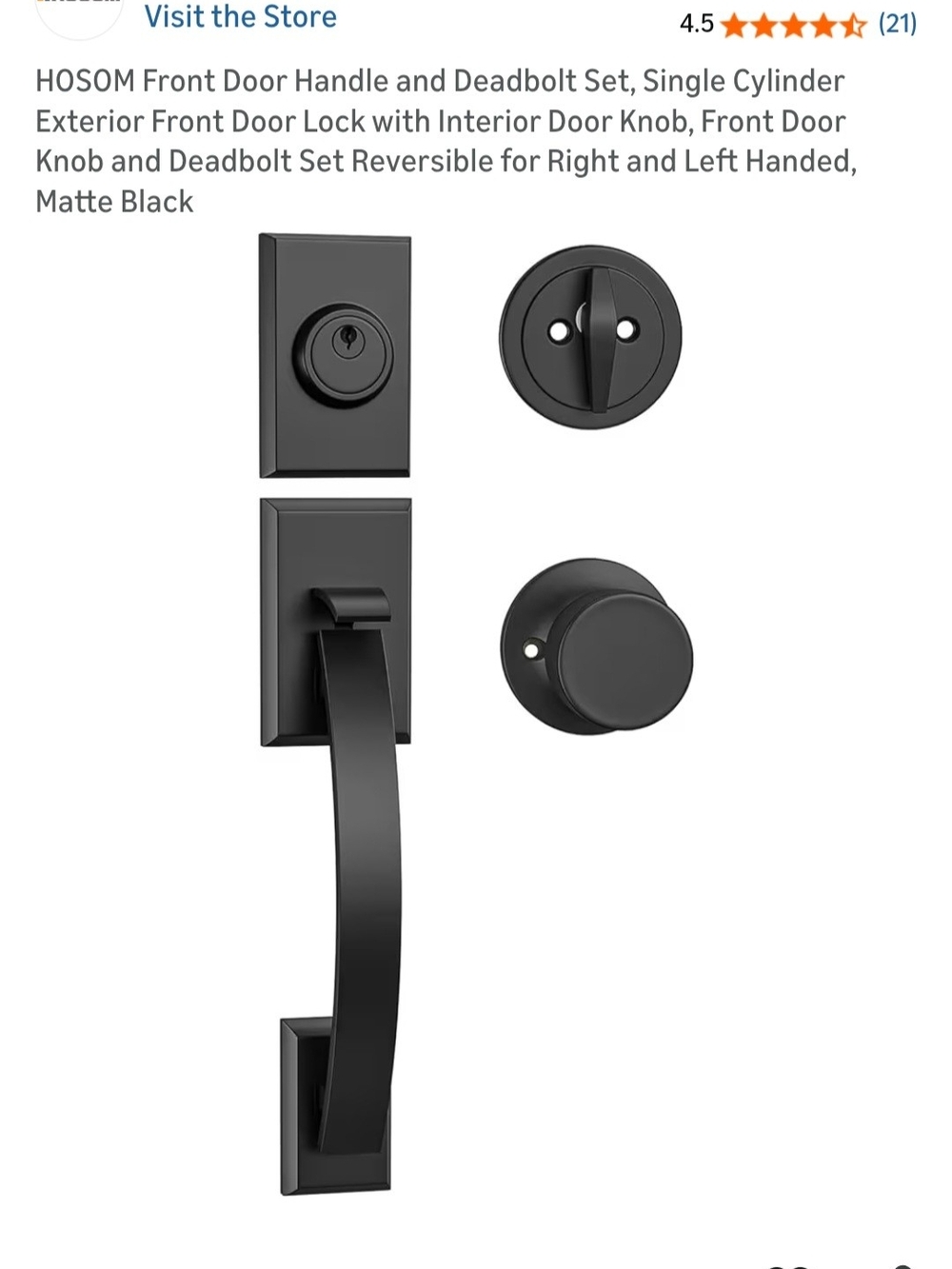 Matte Black Exterior Door Handle and Deadbolt Set